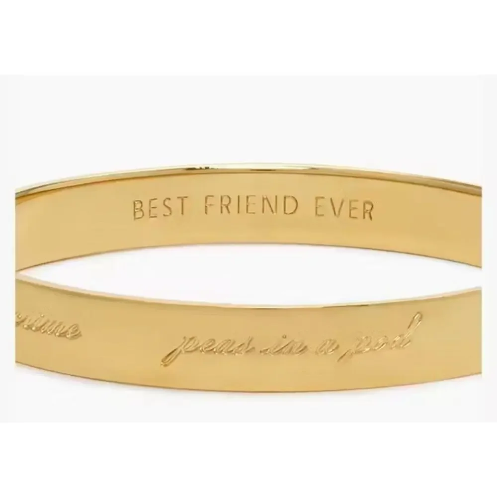 Kate Spade Bracelet Gold Tone Bangle Best Friend Ever Engraved Bridesmaid - Picture 5 of 6